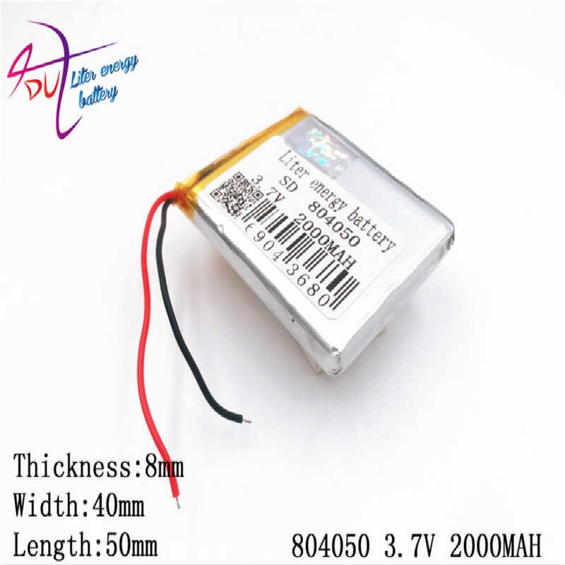 1 ชิ้น 3.7V, 2000Mah 804050 แบตเตอรี่ลิเธียมไอออนโพลิเมอร์ / ลิเธียมไอออนสำหรับเครื่องบินรุ่น Gps, M