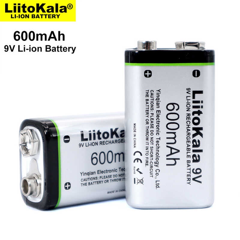 Liitokala 600Mah Li-Ion 6F22 9V ไมโครโฟนชาร์จแบตเตอรี่มัลติมิเตอร์ RC ของเล่นอุณหภูมิ