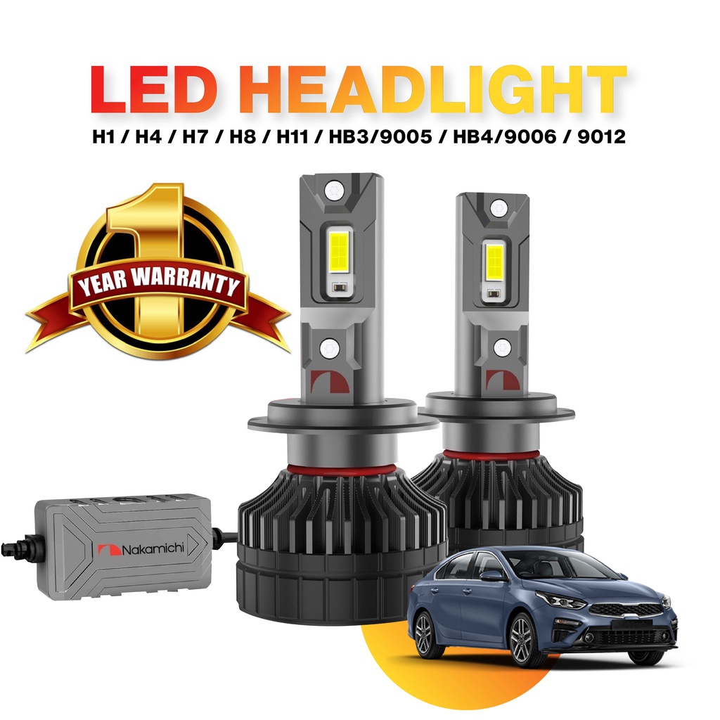 KIAerato 2PCS Nakamichi LED ไฟหน้า Foglight H1 H4 H7 4300K/6000K Hi/Lo Beam เปลี่ยน