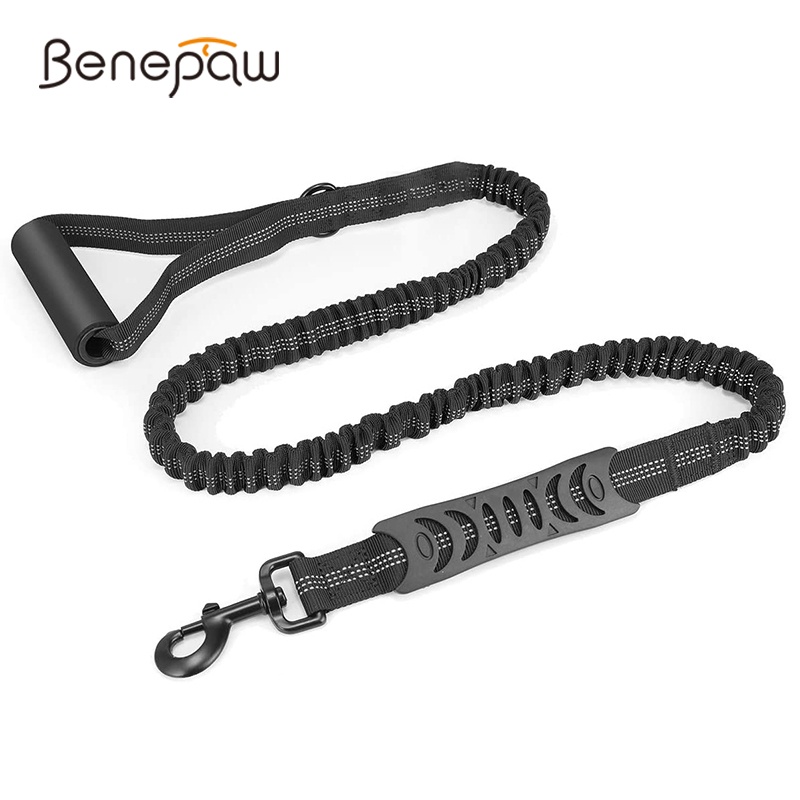 Benepaw เชือกจูงสุนัข บันจี้จัม แบบยืดหยุ่น ด้ามจับสะท้อนแสง ออกแบบตามสรีรศาสตร์ สําหรับฝึกสุนัขขนาดกลาง ขนาดใหญ่