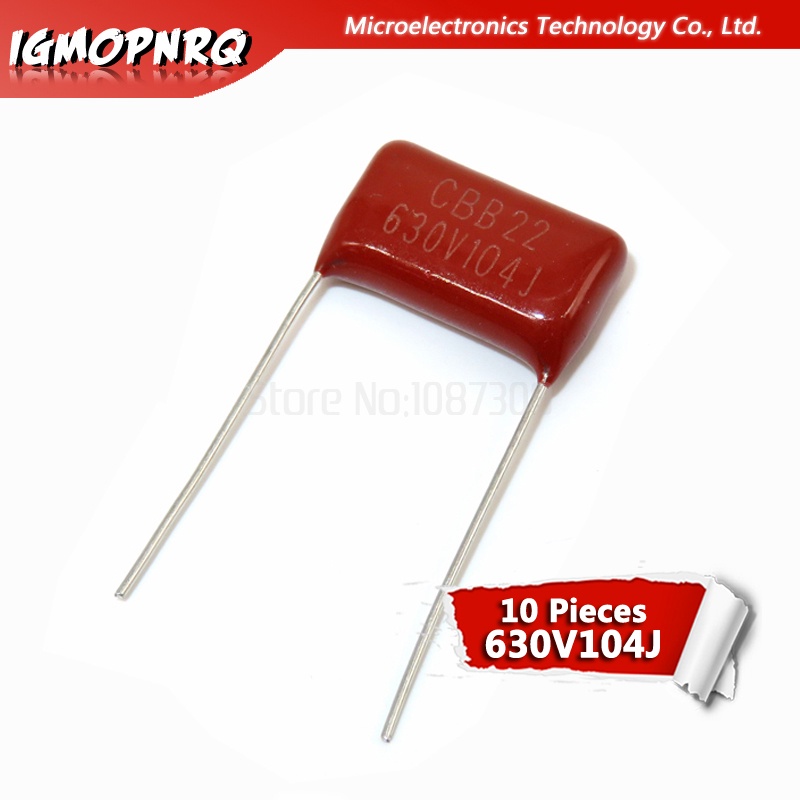 20 ชิ้น 630V104J Pitch 15 มม.0.1UF 100nf 630V 104 CBB ตัวเก็บประจุฟิล์มโพรพิลีนใหม่