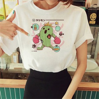 เสื้อยืด พิมพ์ลายการ์ตูนอนิเมะ Digimon สไตล์สตรีท สําหรับผู้หญิง