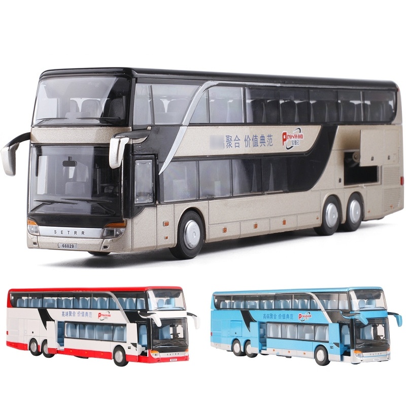 1:50 SETRA รถบัสของเล่น เด็กผู้ชาย Diecast โลหะ โมเดลสําหรับเด็กดึงกลับ จิ๋ว เสียงเบา การศึกษา สะสม ของขวัญ