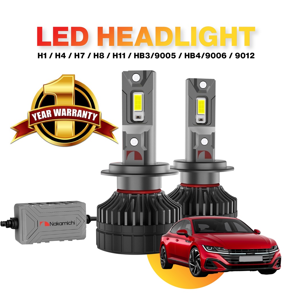 VOLKSWAGENArteon 2PCS Nakamichi LED ไฟหน้า Foglight H1 H7 4300K/6000K Hi/Lo Beam เปลี่ยน