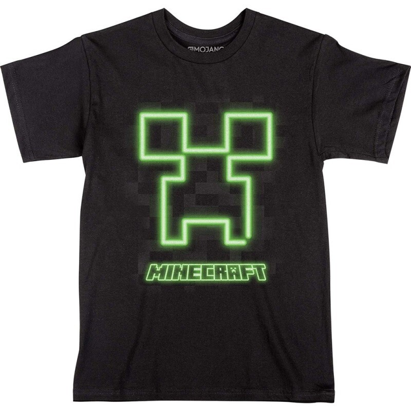 เสื้อยืด พิมพ์ลาย Jinx Minecraft Neon Creeper Face สําหรับผู้ชาย ให้เป็นของขวัญวันพ่อ มี 1 ชิ้น