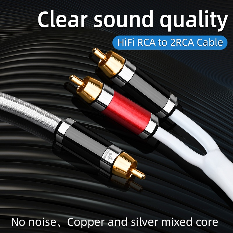 Hifi RCA to 2RCA สายเคเบิ้ลเสียงซับวูฟเฟอร์ Hi-End ทองแดง และสีเงิน One Sub-2