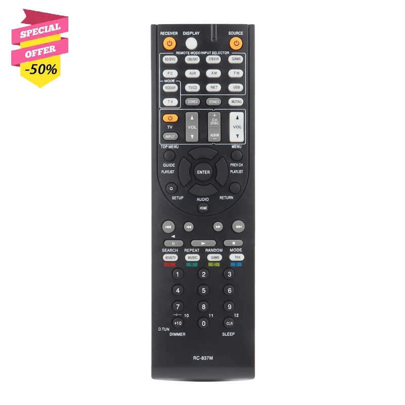 ใหม่ Rc-837M Rc837m รีโมทคอนโทรลเข้ากันได้กับ Onkyo AV Receiver Tx-Nr414 Tx-Nr616 Tx-Nr616b