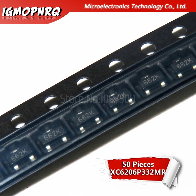 ตัวควบคุมแรงดันไฟฟ้า บวก XC6206P332MR 662K XC6206 3.3V/0.5A LDO SOT-23 50 ชิ้น