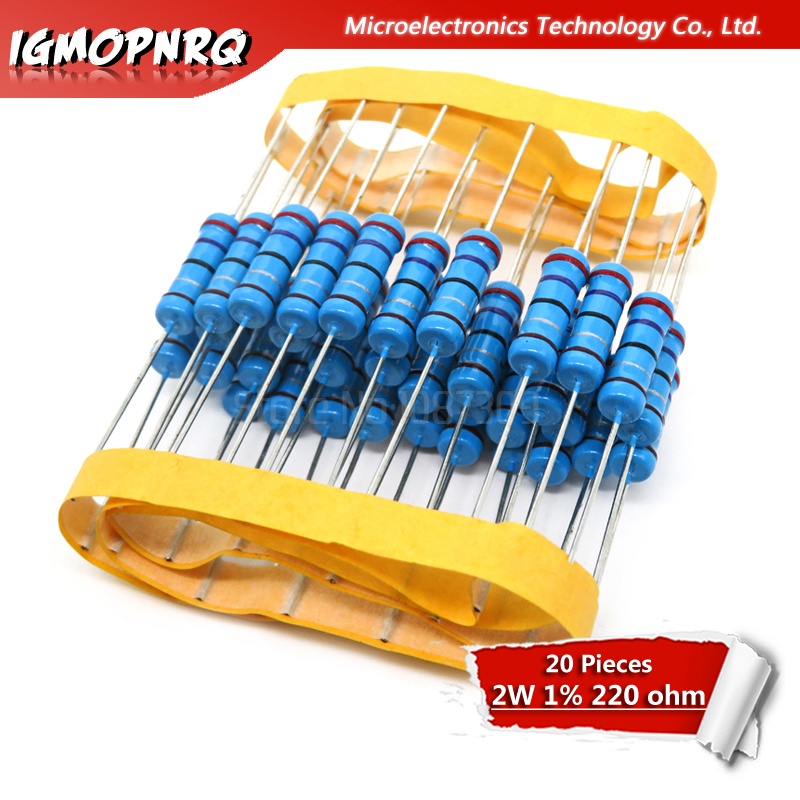 ตัวต้านทานฟิล์มโลหะ 2W 1% 2W-220R 220ohm 220R 20 ชิ้น