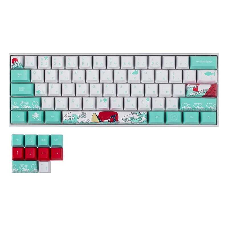 60% PBT Keycaps Set Profile For MX Switches Mechanical Gaming Keyboard Gk61 64 (Coral Sea Japanese)