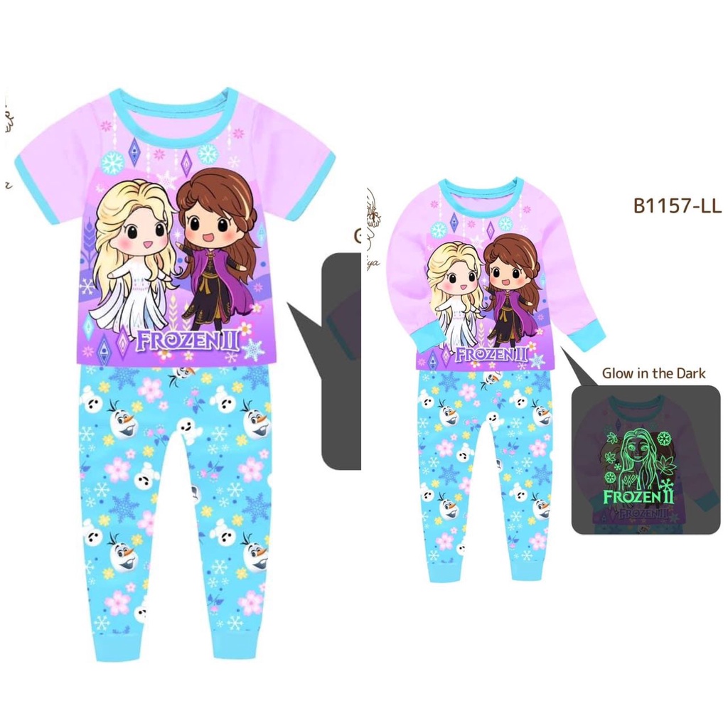 B1157 ชุดนอน Frozen Glow in the Dark / Baju Tidur (3 -14y)