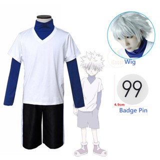 Hunter x Hunter Killua Zoldyck วิกผมสั้น คอสเพลย์ 99 ป้าย สีขาว สําหรับปาร์ตี้ฮาโลวีน คริสต์มาส