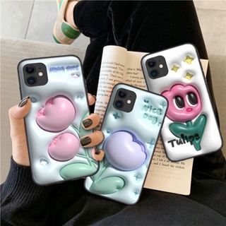 เคสโทรศัพท์มือถือแบบนิ่ม ลายดอกทิวลิป 3D TY41 สําหรับ Vivo V5 Y67 V5s V5 Lite Y66 Y75 V7 Plus Y79 V9 Y85 Y89 V11 V15 Pro V19