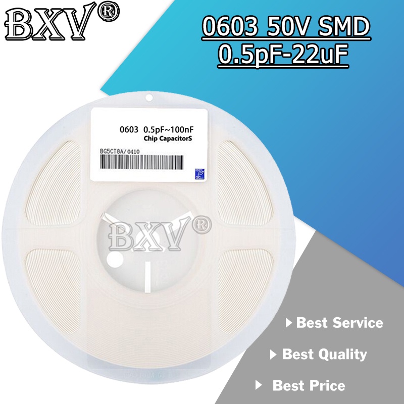 1reel 4000pcs 0603 50V SMD หนาฟิล์มชิป Multilayer ตัวเก็บประจุเซรามิค 0.5pF-300PF 1PF 10PF 30PF 100P