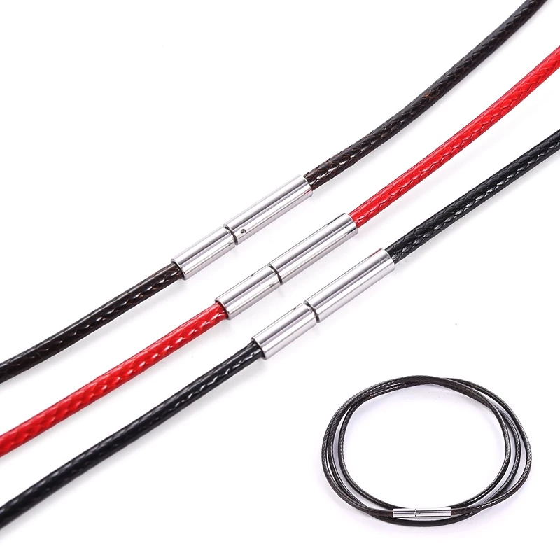 สายเชือกถัก สเตนเลส สีดํา 45 50 60 ซม. สําหรับทําเครื่องประดับ สร้อยคอ เชือกถัก แฮนด์เมด 1 ชิ้น