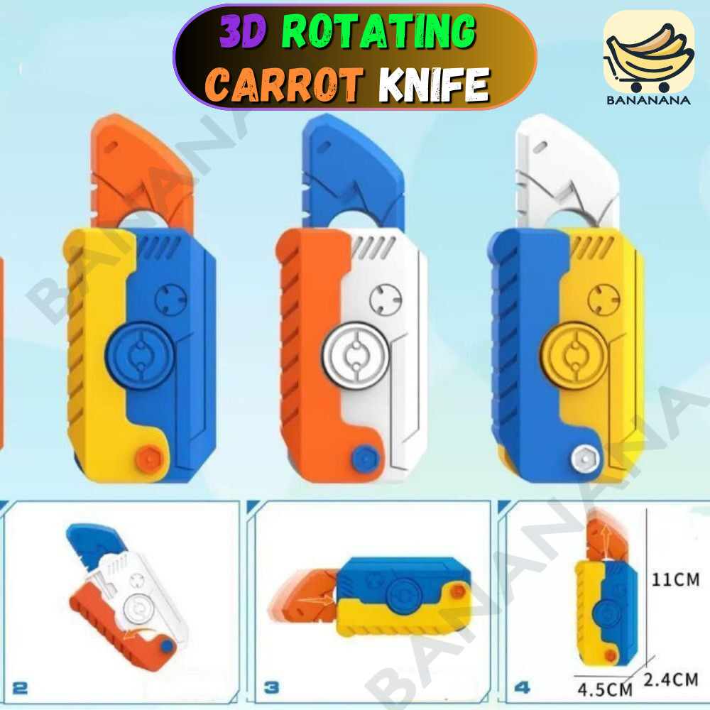 hot🔥การประกันคุณภาพ🔥 import LED Carrot Knife Toy 3D Gravity Knife Creative Luminous Decompression