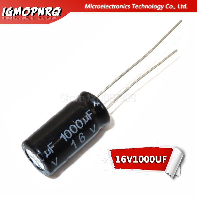 10 ชิ้น electrolytic capacitor 16V1000UF ปริมาณ 1000uf 16v 8*16 มม.