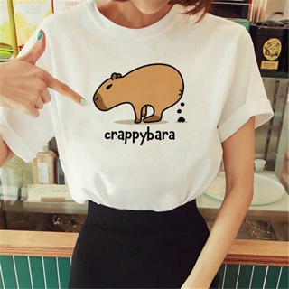 Capybara เสื้อยืด พิมพ์ลายกราฟฟิคอนิเมะ Y2K สไตล์ญี่ปุ่น สําหรับผู้หญิง