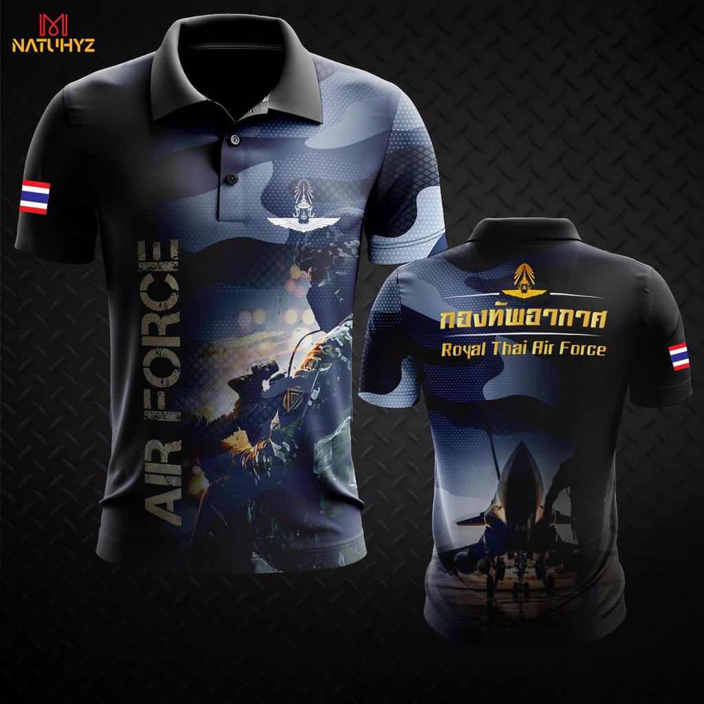 เสื้อโปโลทหารอากาศ กองทัพอากาศ Air force เสื้อโปโลพิมพ์ลาย โปโลชาย