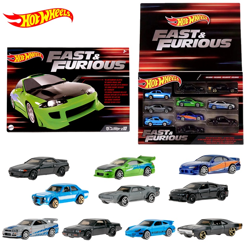 Hot Wheels Premium Fast and Furious Car Model 1/64 Metal Datsun GTR Dodge Nissan Toys for Boys Exclusive Set
