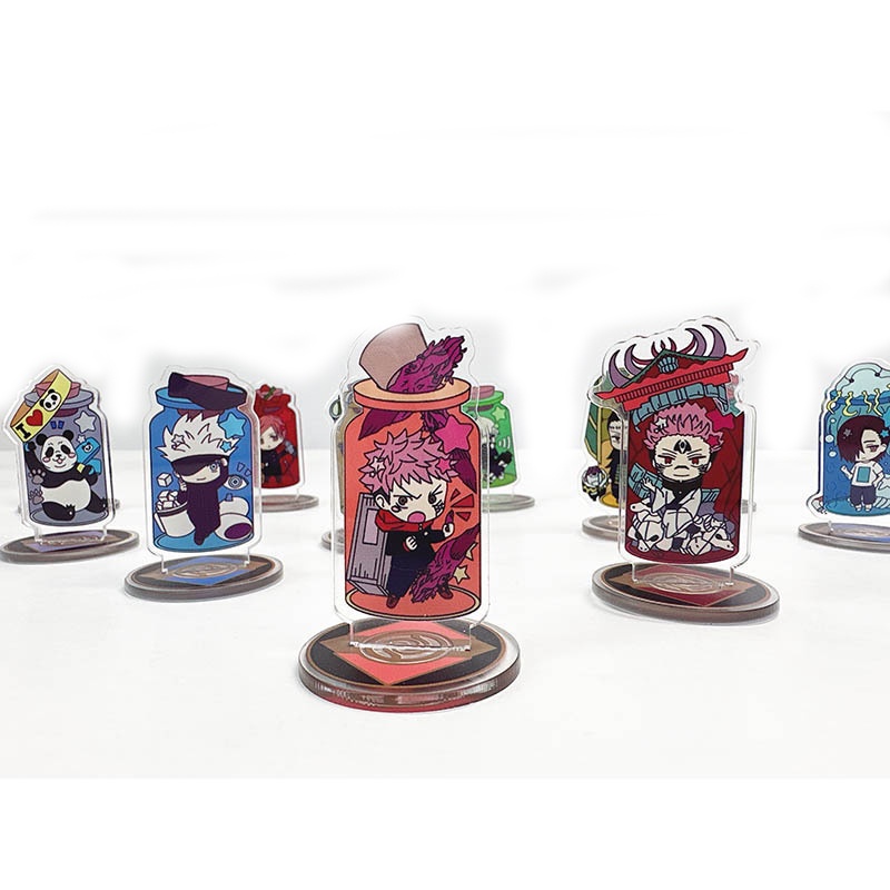 6 ซม.Mini Jujutsu Kaisen อะคริลิคโต๊ะขาตั้ง Action Figure Gojo Yuji Nobara Panda เครื่องประดับสําหรับวันเกิดตกแต่งโต๊ะ