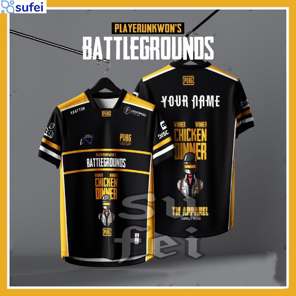 [ฟรี CUSTOM NAME] PUBG FULL SUBLIMATION ปรับแต่งเสื้อของคุณ Unisex Retro Collar Viral Baju Jersey Viral Tiktok
