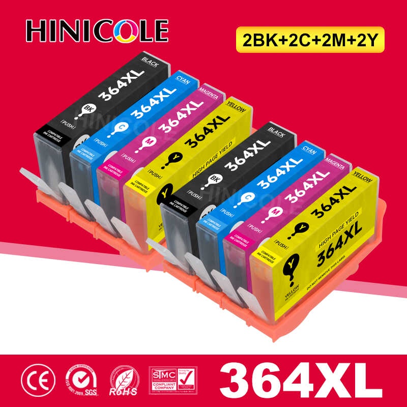 Hinicole เข้ากันได้ 364 ตลับหมึกสำหรับ HP 364 HP364 364XL สำหรับ Deskjet 3070A 5510 6510