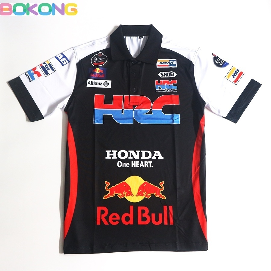 (bokong) HRC ฮอนด้าแข่งชายเสื้อยืดคอปกการถ่ายเทความร้อนกีฬาแบบไดนามิก