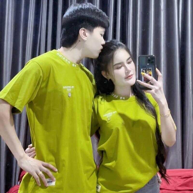 เสื้อยืดแขนสั้นpb DESIGN Pb24คอแถบ 32คอแถบใหม่ ผ้าคอตตอนทรงตรง คอกลม S-