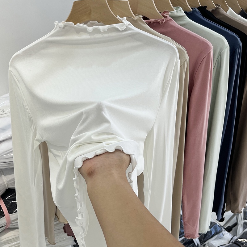 67723 เสื้อยืดแขนยาวคอสูงนุ่มพิเศษผู้หญิงด้านบน