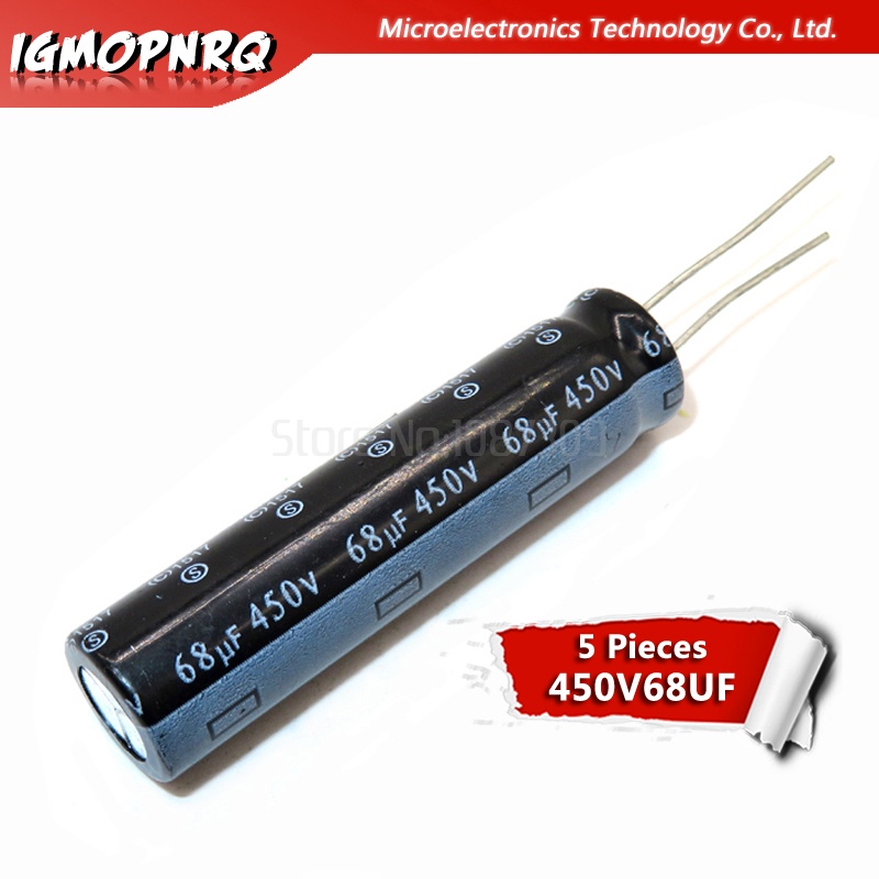 ตัวเก็บประจุอลูมิเนียม 450V68UF 18*30 มม. 68UF 450V 18x30 มม. DIP 5 ชิ้น