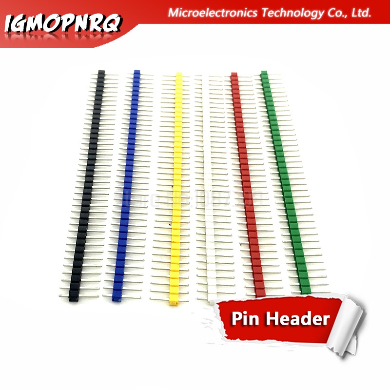 30 ชิ้น Pin Connector (6 สีแต่ละ 5 ชิ้น) ชาย 2.54 มม.Pitch Pin Header Strip แถวเดียว 40 pin Connecto