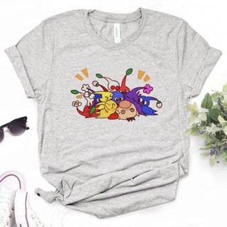 เสื้อยืด พิมพ์ลายการ์ตูน Pikmin แฟชั่นฤดูร้อน สไตล์ญี่ปุ่น สําหรับผู้หญิง