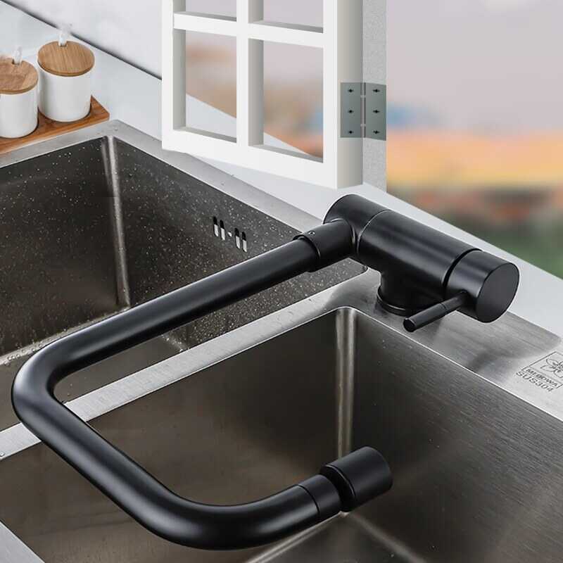 [Cod] 304 Stainless Steel Kitchen Sink With Window Opening Faucet Hot And Cold Rotating Folding Dou