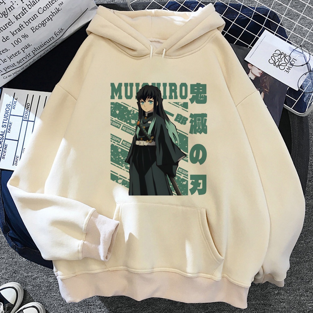 Muichiro Tokito เสื้อวอร์ม มีฮู้ด ผ้าฟลีซ สไตล์เกาหลี ยุค 90s y2k สําหรับผู้หญิง