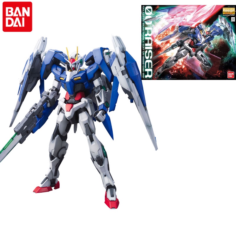 Bandai Gundam MG 1/100 GN-0000+GNR-010 GUNDAM OO-RAISER Assembly Model Anime Action Figures