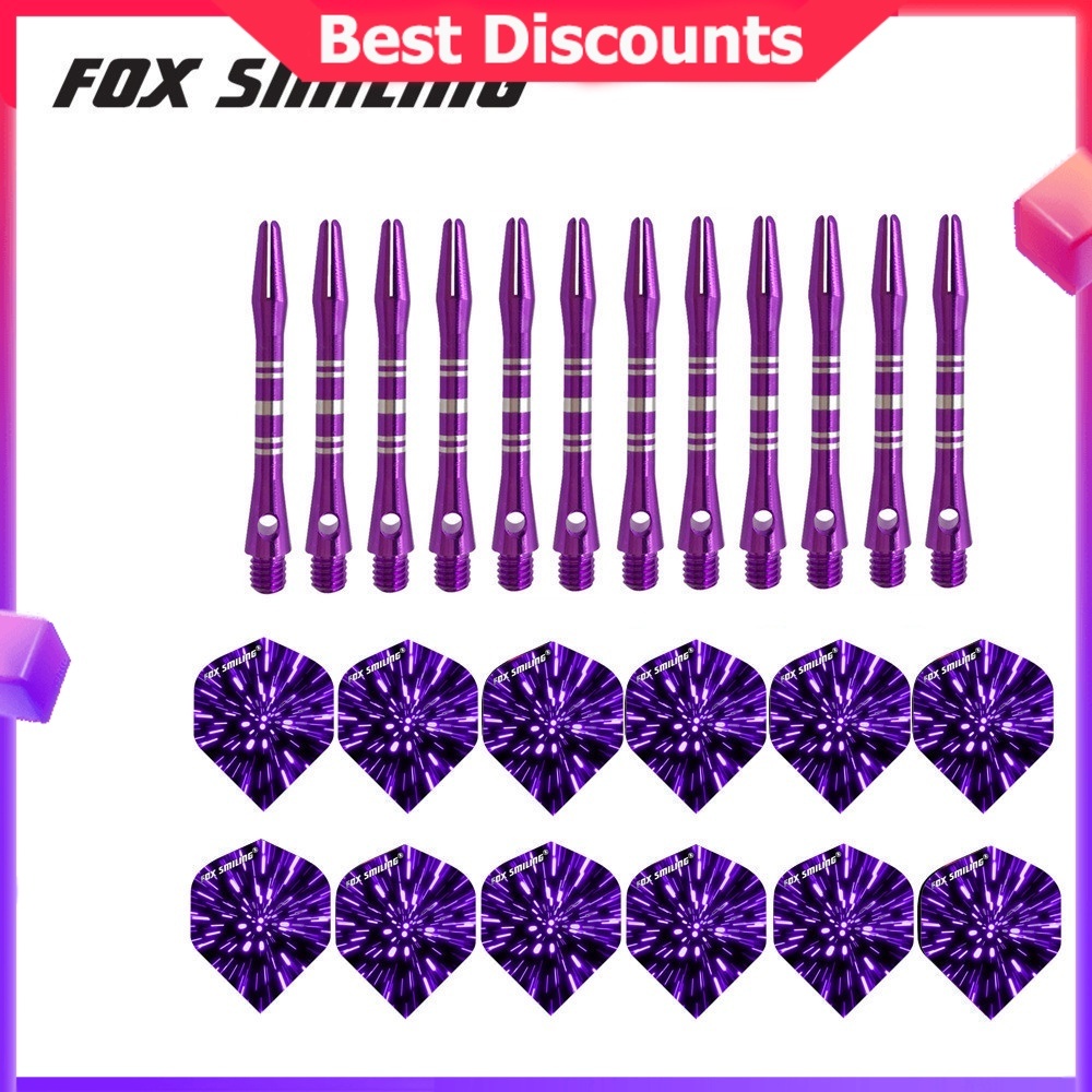 Fox Smiling เพลาลูกดอกอลูมิเนียม 2BA 41 มม. 12 ชิ้น พร้อมลูกดอก 12 ชิ้น
