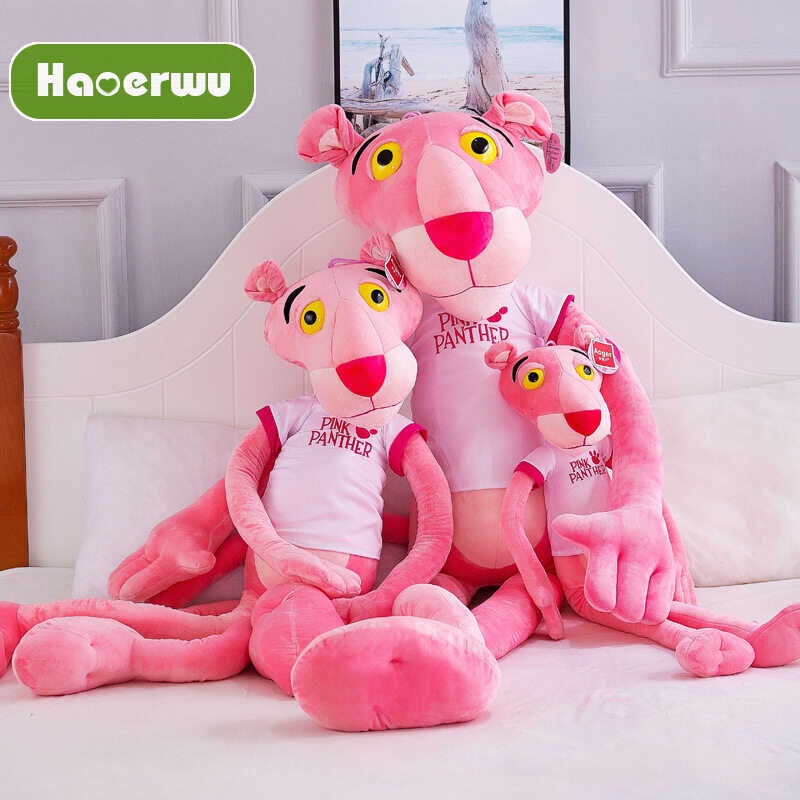 HAOERWU Pink Panther ตุ๊กตาสาวตุ๊กตาตุ๊กตาสีชมพูซุกซนเสือดาว