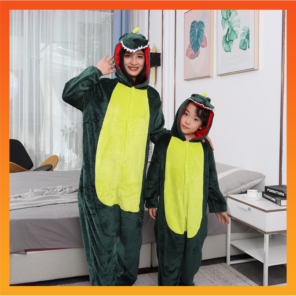 Kigurumi ไดโนเสาร์ Onesies ฤดูหนาว อะนิเมะ Stitch เครื่องแต่งกายคอสเพลย์ ผู้หญิง ผู้ชาย ชุดนอนสัตว์ ชุดนอนผู้ใหญ่ ผ้าสักหลาด ชุดนอน