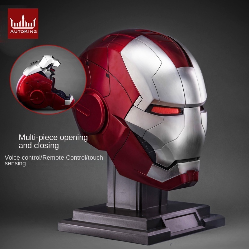Iron Man MK5 หมวกกันน็อคไฟฟ้า หลายชิ้น เปิดและปิดหน้ากาก ภาษาจีน ภาษาอังกฤษ สองภาษา ควบคุมด้วยเสียง รีโมตคอนโทรล ของเล่น