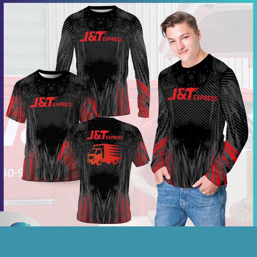 เสื้อยืด J & T Express, เสื้อผ้าไรเดอร์ J & T Express นุ่มและสบายในสต็อก