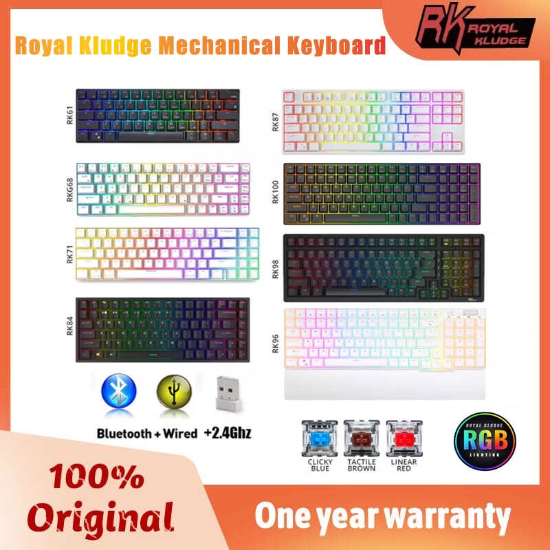 RK Royal Kludge Rkg68 Rk61 Rk71 Rk84 Rk87 Rk100 Rk98 Rk96 Rk92 RGB ร้อน Swappable Bluetooth 2.4