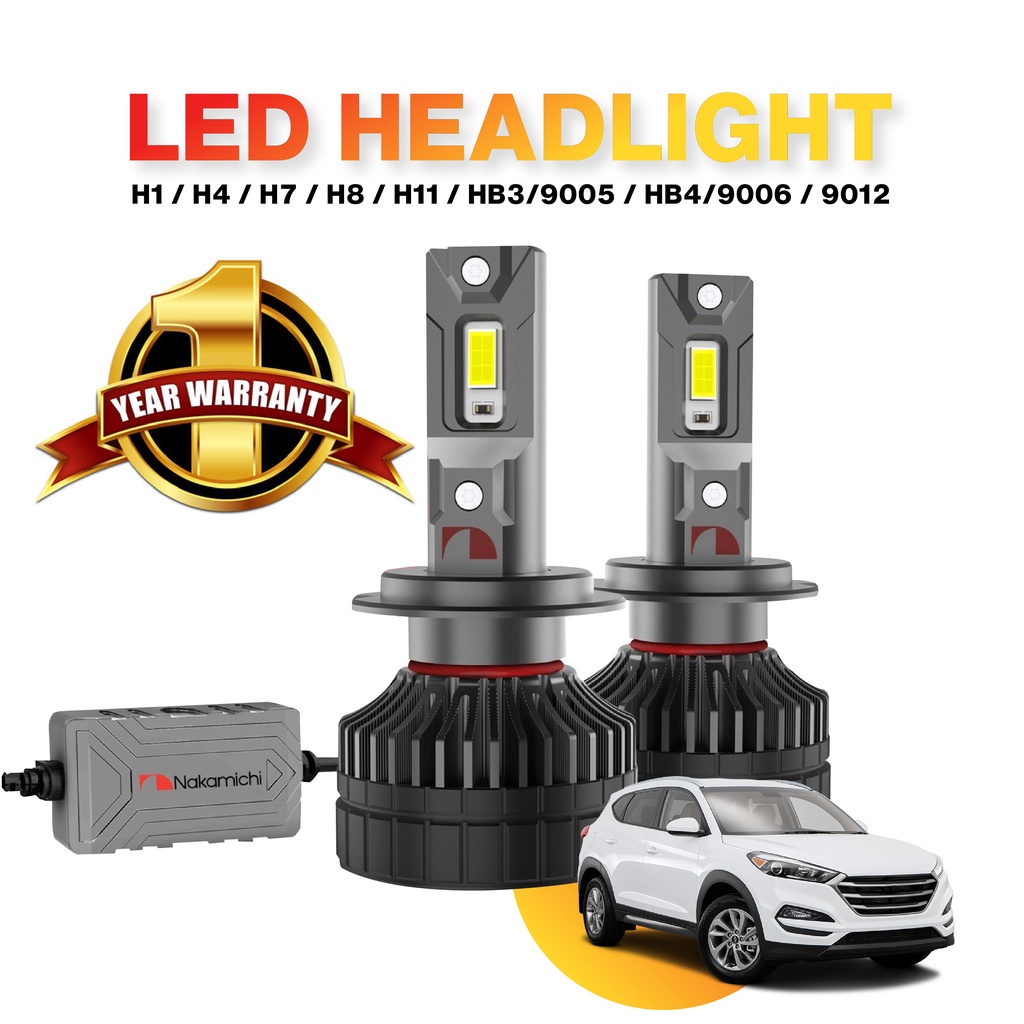 HYUNDAITucson 2PCS Nakamichi LED ไฟหน้า Foglight H4 H7 H8/H11 4300K/6000K Hi/Lo Beam เปลี่ยน