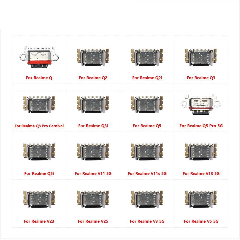 USB Connector ซ็อกเก็ตพอร์ตชาร์จ Charger Dock สําหรับ OPPO Realme Q Q2 Q2i Q3 Q3i Q5 5G Q5i Pro V11 