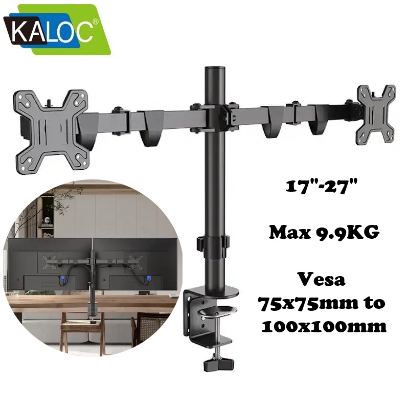 Kaloc Premium Dual-Monitor Steel Articulation Monitor Mount