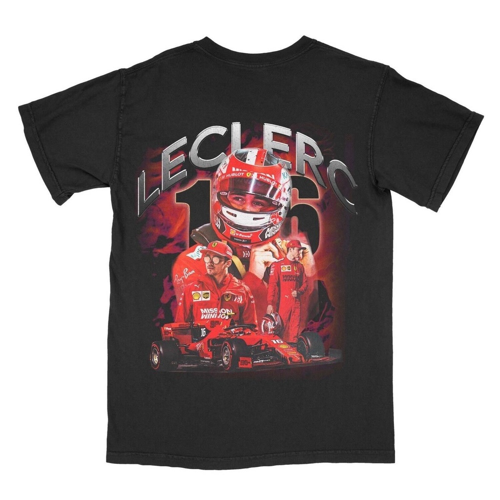 Charles Leclerc เสื้อยืด สไตล์วินเทจ [UNK] Formula 1 Ferrari racing tee [UNK] V1
