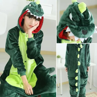 Kigurumi ไดโนเสาร์ ปิกาจู Stitch เสือ การ์ตูน ชุดนอนสักหลาด ผู้หญิง ผู้ชาย ชุดนอน Onesies จั๊มสูท สัตว์ คอสเพลย์ เครื่องแต่งกาย