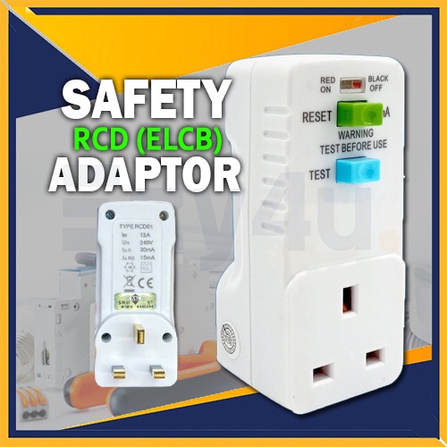 UK PLUG Portable ELCB / RCD Socket Adaptor 10mA 30mA Safety Power Protection
