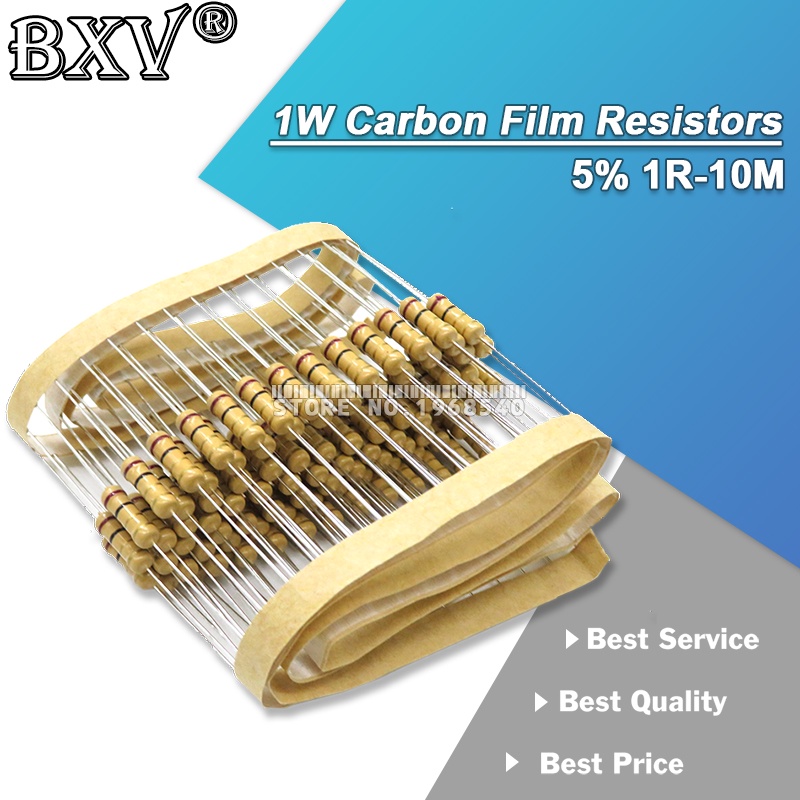 ตัวต้านทานฟิล์มคาร์บอน 1W 5% 0.1R-10R 1R 1.2R 2R 3.3R 4.7R 5.1R 6.2R 10R DNIGEF 20 ชิ้น
