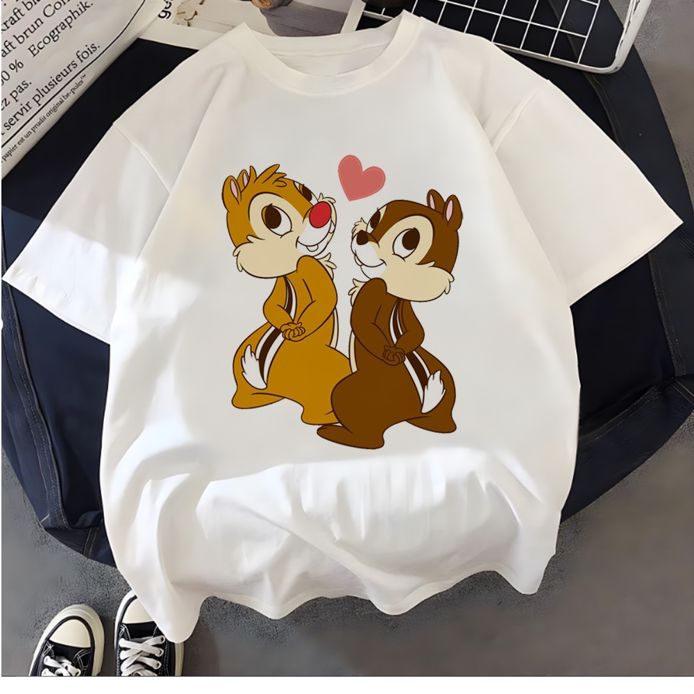 เสื้อยืด พิมพ์ลายกราฟฟิคชิพแอนด์เดล สไตล์ญี่ปุ่น ฮาราจูกุ สตรีท เหมาะกับฤดูร้อน สําหรับผู้หญิง
